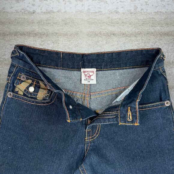 Vintage Y2K True Religion Jeans 30x32 Relaxed Flare Dark Wash Made in USA - Picture 4 of 7